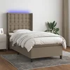 Krevet box spring s madracem LED smeđesivi 80 x 200 cm tkanina