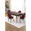 Hanah Home trpezarijski set Pir, sto i 4 stolice, ploča u dekoru drveta Baroque, bordo tkanina Babyface