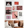 WallXpert set od 8 uramljenih slika Çgs-075, modne ilustracije žena u crvenim, roze i crno-belim tonovima, crni ram