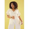 Trendyol Curve Ecru Buttoned Asymmetric Closure Knitted Blouse