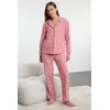 Trendyol Dusty Rose Winter Themed Pocket Polar Fleece Knitted Pajama Set