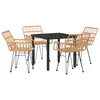 vidaXL vidaXL 5-delni set vrtne jedilnice rjavega polirattana, (22116051)