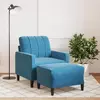Fotelja s tabureom plava 60 cm baršunasta
