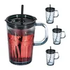Northix Set 4 kozarcev za pitje 500 ml z ročaji in pokrovčki