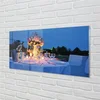 tulup.si Slika na steklu Vino večerja vrtnice tulipani 120x60 cm 2 obešalnika