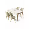 HANAH HOME Rasklopivi trpezarijski sto i stolice (5 delova) Nira White Gold Cream