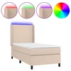 Krevet box spring madrac LED cappuccino 90x190cm umjetna koža