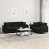 2-dijelni set sofa s jastucima crni od mikrovlakana