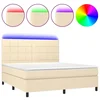 Krevet box spring s madracem LED krem 160x200 cm od tkanine