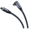 PremiumCord USB-C ukrivljen kabel ( USB 3.2 GEN 2x2, 5A, 100W, 20Gbit/s ) 1 m, aluminijasti pokrovčki priključkov, bombažna pletenica
