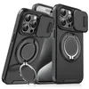 Maska za telefon iPhone 15 Pro CAMSHIELD RING STAND, Crna