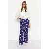 Trendyol Navy Blue 100% Cotton Heart Pattern Knitted Pajama Bottom