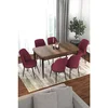 Hanah Home trpezarijski set Via, sto na razvlačenje i 6 stolica, ploča u dekoru drveta Baroque, bordo tkanina Jerry