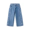 MANGO KIDS Kavbojke CULOTTES moder denim / srebrna