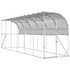vidaXL Kokošja kletka ob steni Srebrna 600 x 150 x 215 cm