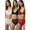 Trendyol Black-Multicolored 3-Piece Lace Openwork Hipster Panties