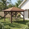 Gazebo s 4 bočne strane 3,3 x 3,3 m Bež i smeđa