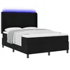 LED Box Spring Krevet s madracem Crna 140 x 190 cm tkanina