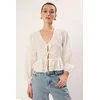 Trendyol White Embroidery Fabric Binding Detailed Regular Regular Pattern Woven Shirt