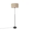 Stoječa svetilka črna nastavljiv s senčilom svetlo rjave barve 50 cm - Parte