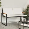 klupa s jastukom Crna i krem-bijela 115 x 65 x 72 cm Ratan