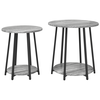 Set pomoćnih stolića s policom 2 pcs Siva Sonoma i crna