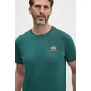 Bombažna kratka majica Alpha Industries moški, zelena barva