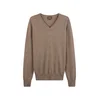 GOBI Cashmere Pulover Mens Essential Cashmere V-Neck Sweater temno siva