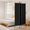 Sobna pregrada s 3 panela crna 120x220 cm od tkanine