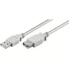 MicroConnect Kabel USB2.0 podaljševalni A-A 1m M-F Siv