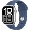 Apple Watch Series 10 [GPS 42mm case] Smartwatch with Silver Aluminium Case with Denim Sport Band - S/M. Fitness Tracker, ECG App, Always-On Retina Display, Water Resistant