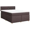 Vidaxl Box spring postelja z vzmetnico temno rjav 140x190 cm blago