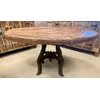 Casa Padrino industrial style dining table natural/brown A 140 x H. 79 cm - Round industrial design kitchen table with rustic table top - Dining room furniture - Industrial style furniture