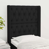 Vidaxl Vzglavje z ušesi črno 83x16x118/128 cm blago