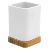 Kozarec AMARA, bela - Bela - 69x100x69 mm - Ridder - AMARA - 24 - Bambus; Poliresin - Držalo za kozarec - Kvadratni - 69 - 100 - 69 - 14