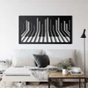 WallXpert metalni zidni ukras 5301, klavirske dirke u perspektivi na pravougaonom panelu, 75 x 40 cm, crni