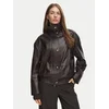 BOSS Usnjena jakna Savani 50567628 Temno rjava Regular Fit