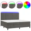 Vidaxl Box spring postelja z vzmetnico LED temno siva 200x200 cm žamet