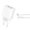 XO XO CE02C Mrežni polnilnik 2x USB 2.1A, bel + USB-C kabel