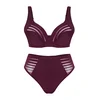 Trendyol Curve Burgundy Striped Underwire Cupless Plus Size Lingerie Sets