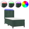 Vidaxl Box spring postelja z vzmetnico LED tem. zelena 90x190 cm žamet