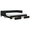 Vidaxl Izvlečna dnevna postelja s predali črna 90x200 cm blago