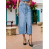 Sinsay - Jeans midi suknja s kaišem - plava