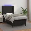 Krevet box spring s madracem LED crni 100x200cm od umjetne kože