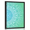 Plakat bela Mandala na modrozelenem ozadju - 20x30 black