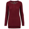 Womens sweater with a long wide neckline burgundy color