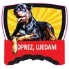 Oznaka na tabli Oprez, ujedam Rotvajler