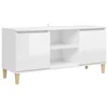 TV ormarić s drvenim nogama sjajni bijeli 103,5x35x50 cm