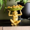 KARE Okrasna skleda Banana Leaf, zlata/zelena, ročno poslikana - Dnevna soba/jedilnica - Dizajn - zlata, zelena - Plastika