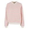 Womens Oversized Striped Sweatshirt - Pink/Cream
